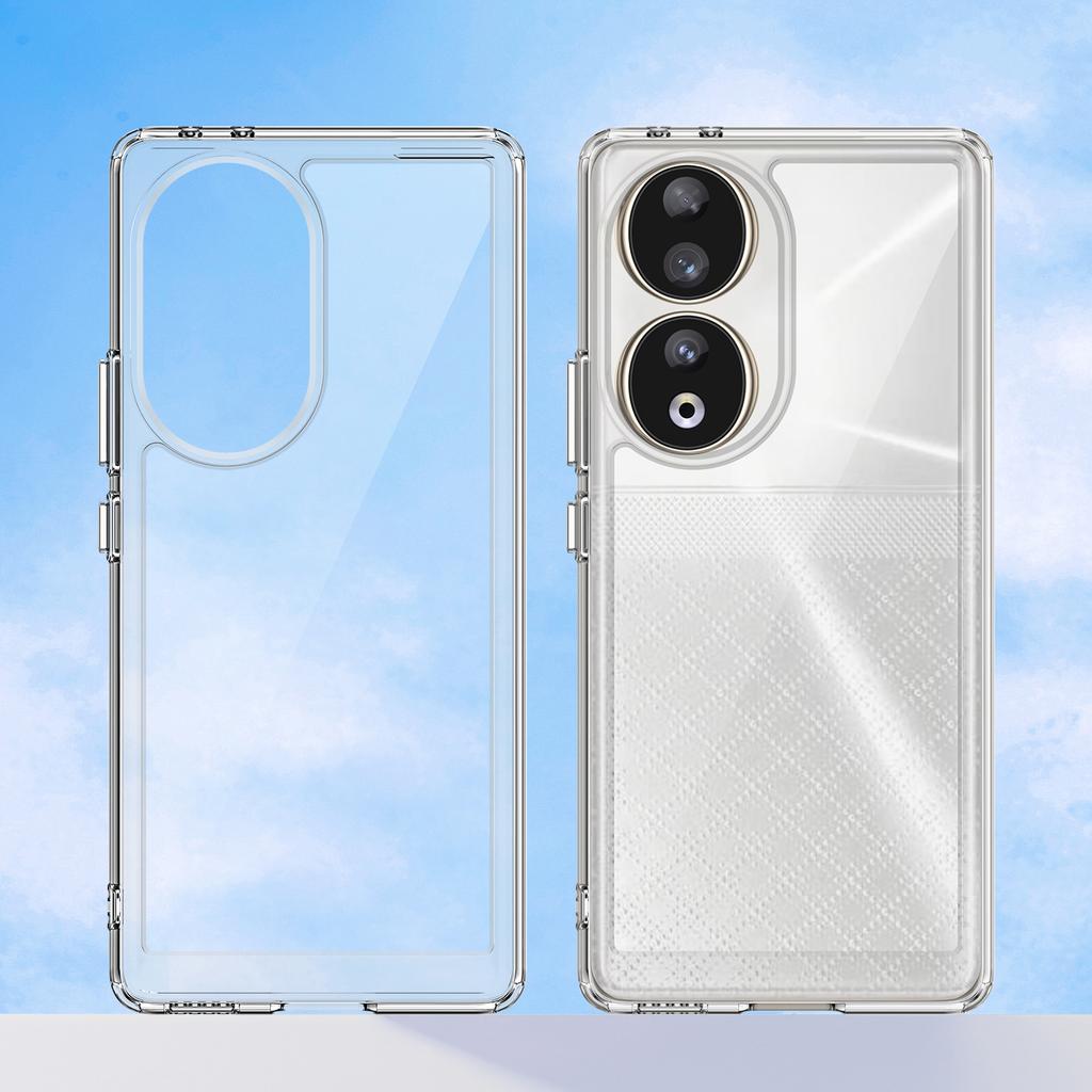 TPU+Acrylic Cover for Honor 90 Clear Phone Case with Electroplating Buttons (Big Rear Lens Hole)
