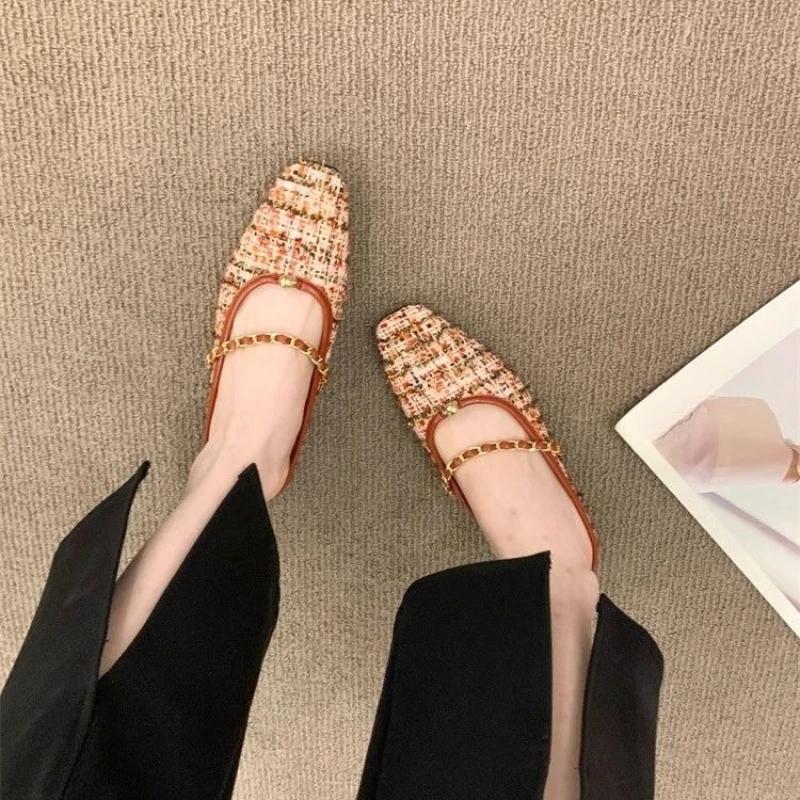 Fashion Mary Jen Shoes Square Toe Summer Women's Slippers and Ladies Sandals Sale New Style Fashion Slides 2025 Trend Comfortable Elegan