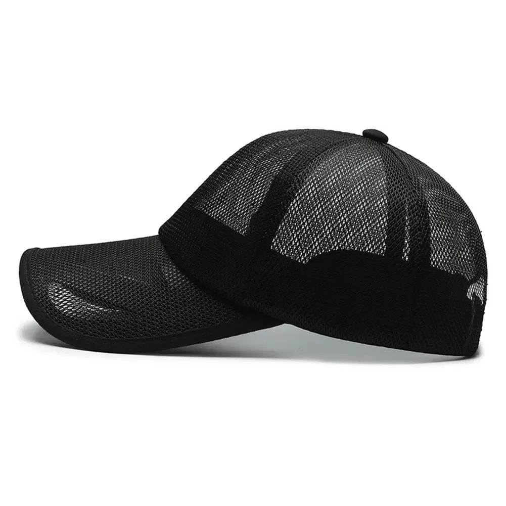 Chapeau de pêche pour homme Été Casquette de baseball entièrement en maille Unisexe Casquette de camionneur Casquettes de camionneur Séchage rapide Chapeau de golf pour la course à pied Casquette snapback réglable