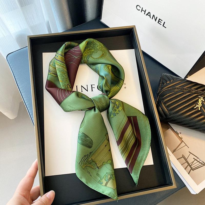 High-End Retro Korean-Style Silk Square Scarf: Versatile Fashion Accessory for Women