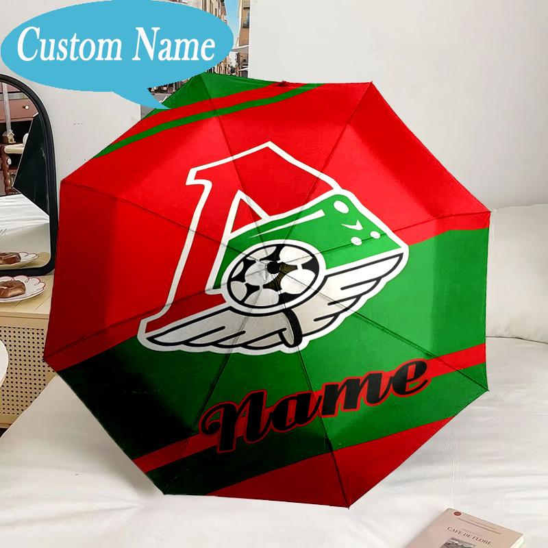 Custom Name Umbrella Green Soccer Emblem Umbrella 8-Frame for Travel, Camping, Casual Lightweight Portable, Essential for Family Gifts