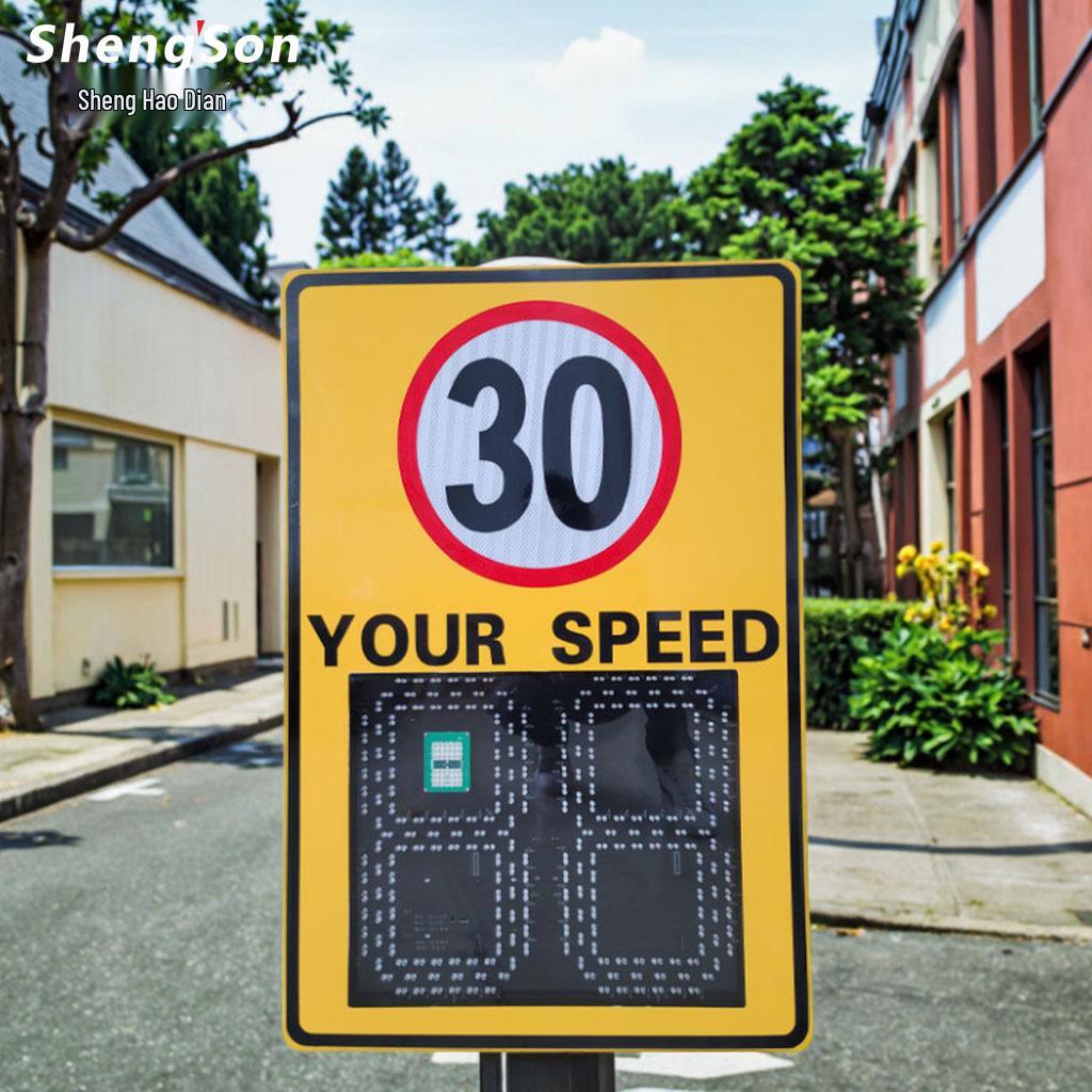 24  LED Solar Traffic Sign with Sound Alarm for Road Safety Yellow Model