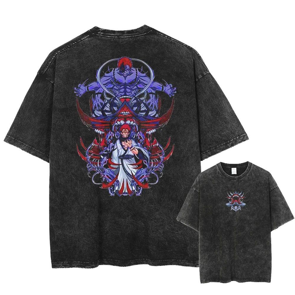 Anime Jujutsu Kaisen Printed Tshirt Mens and Womens Washed Tshirt High Quality Vintage Cotton Tshirt Harajuku YK Tops