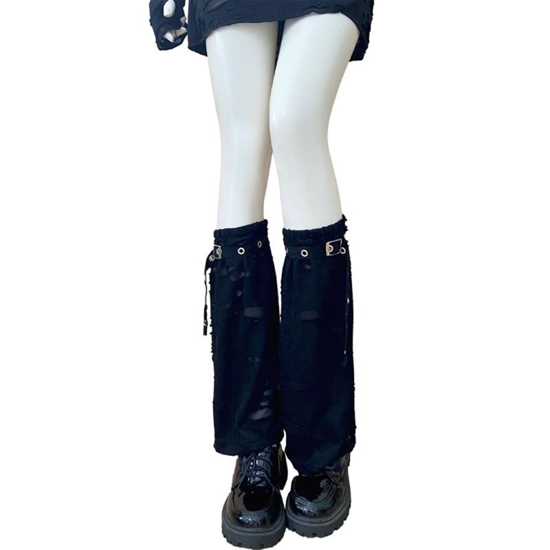 Women's Leg Warmers Punk Summer Hollow Out Calf Tube Sleeve Sling Leg Cover Slouch Socks Knee High Calf Socks Gothic