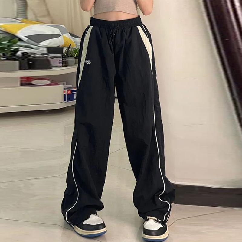 

Y2k Широкие брюки-карго женские повседневные свободные брюки на шнурке уличная одежда хип-хоп спортивные брюки 2024 женская винтажная уличная одежда 3XL чёрный