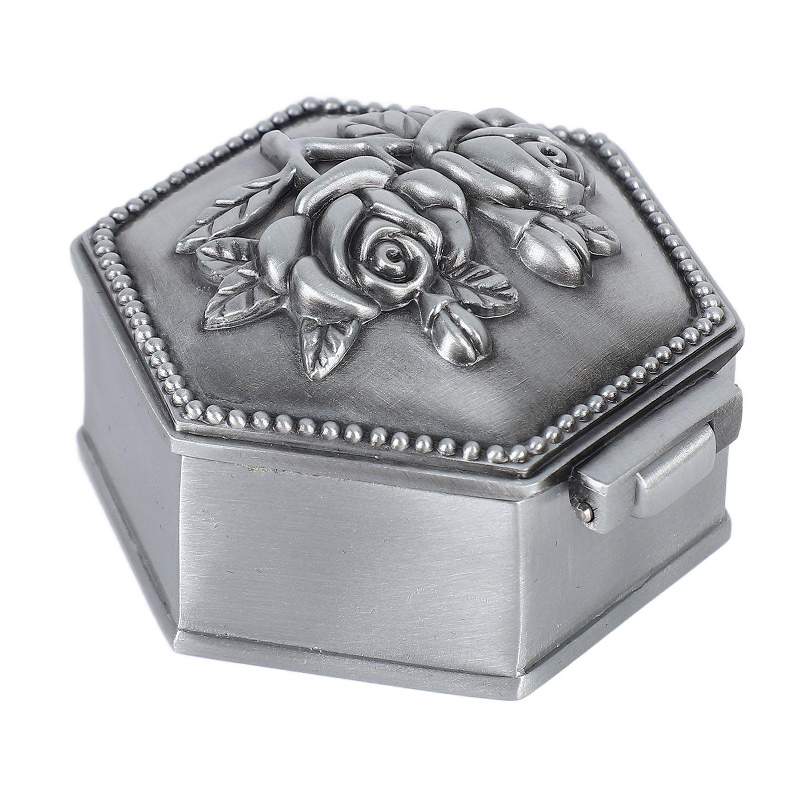 Металлическая шкатулка для украшений Инновационный Европейский Стиль Винтажный Изысканный Роза 3D Тиснение Мини Коробочка для Хранения Мелочей Шестиугольная