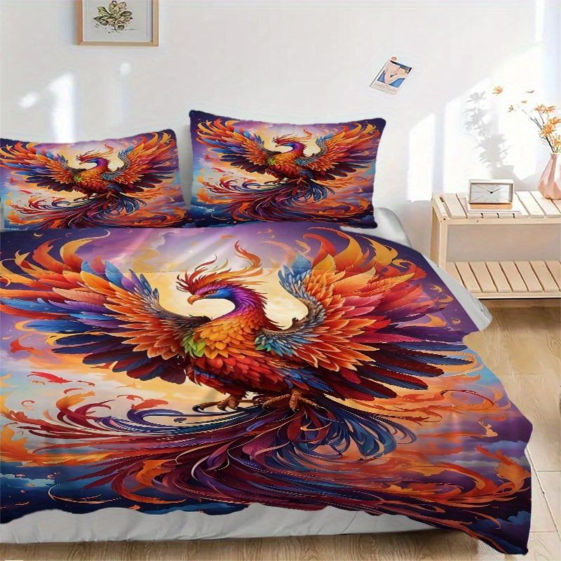 3pcs Animal-themed Phoenix Fantasy Bird Soft and Comfortable Breathability, Bedding Set, Machine Washable, Suitable for All Seasons106