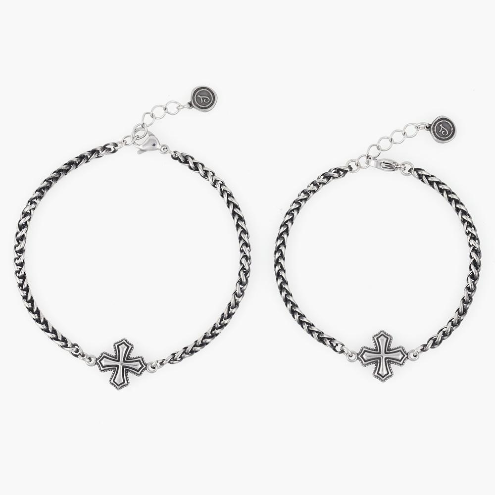 Jbans Classic Antique Twist Regular Cross Pendant Chain Bracelet (C2501Ac1215_Sv)