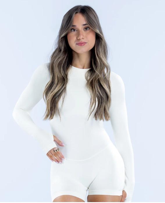 Matte Seamless Three-Layer Yoga Bodysuit with Chest Pads - Quick-Dry, Long Sleeve, European/American Style