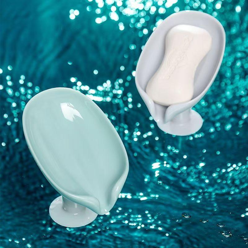 2 Stück Blattform Ablauf Seifenhalter Seifenschale Ablage Saugnapf Dusche Trockner Schwammbehälter Küchen Badezimmer Zubehör