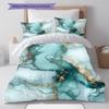 Green Marble Pattern Bedding Quilt Set Quilt Cover Pillowcase Home Decoration Gift (1 * Duvet Cover + 2 * Pillowcase, Without Core)