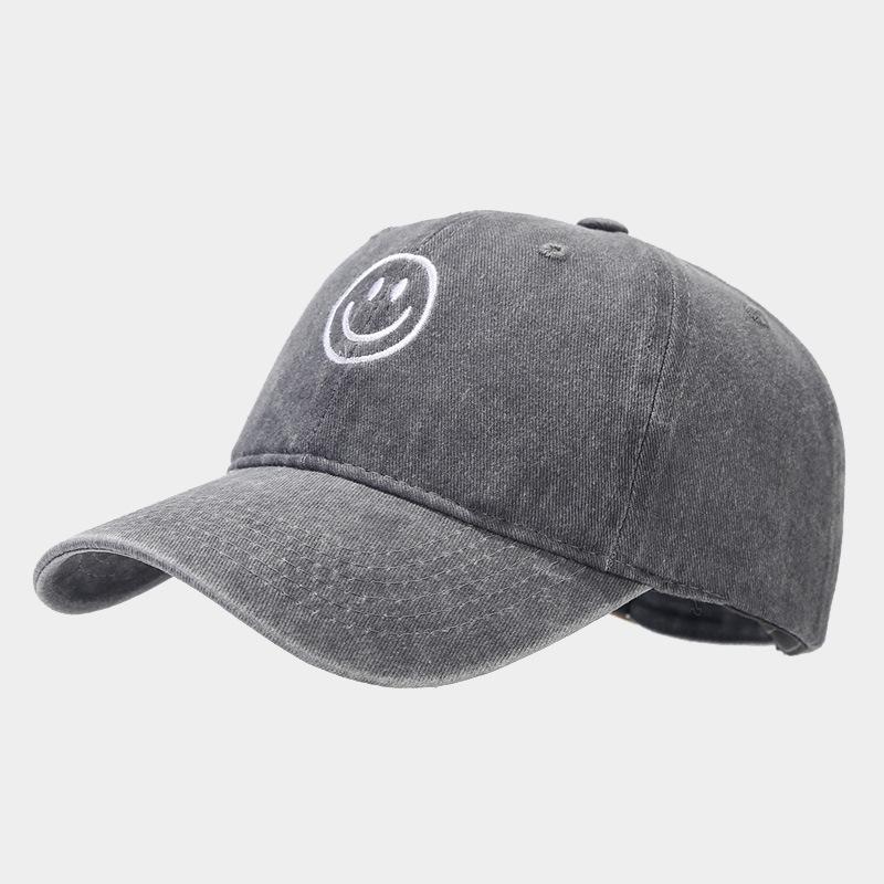 Washed Cotton Baseball Caps Women Men Soft Snapback Hat Outdoor Sport Trucker Gorras Smile Face Embroidery Hip Hop Dad Hat Gifts