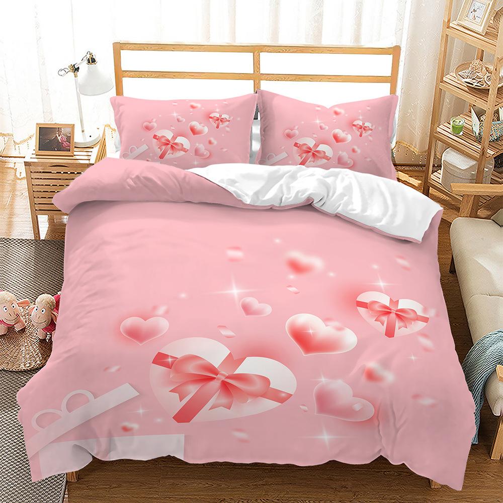 Simple Couple Bohemian Romantic Flower Bed Three-Piece 3D Digital Printing Kit Quilt Cover