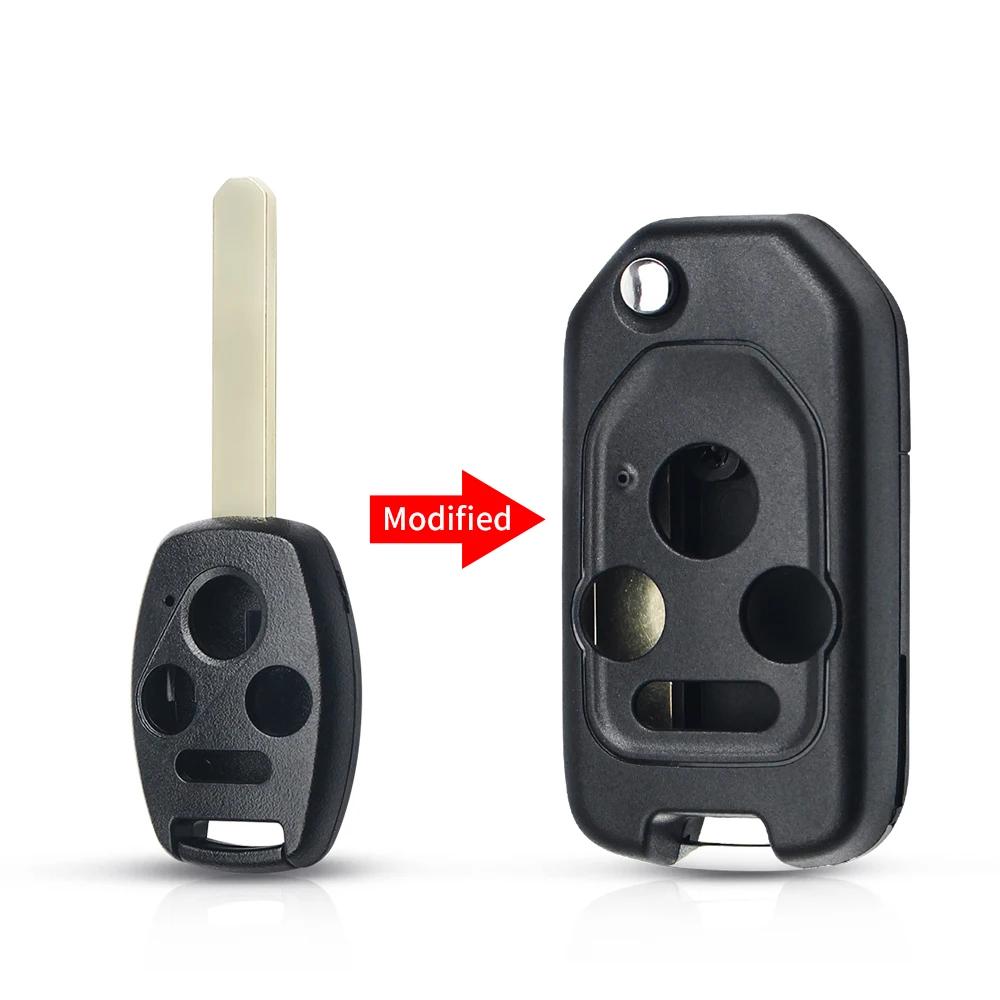 KEYYOU With Buttons Pad For Honda Fit CRV Civic Ight Ridgeline HRV Jazz ACCORD 2003-2013 Modified Filp Remote Key Shell Case