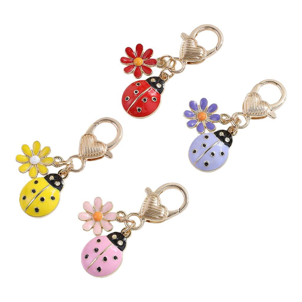 Compact Lightweight Key Holder with Lucky Charm and Flower Pattern for Travelers and Commuters Portable Keychain Set