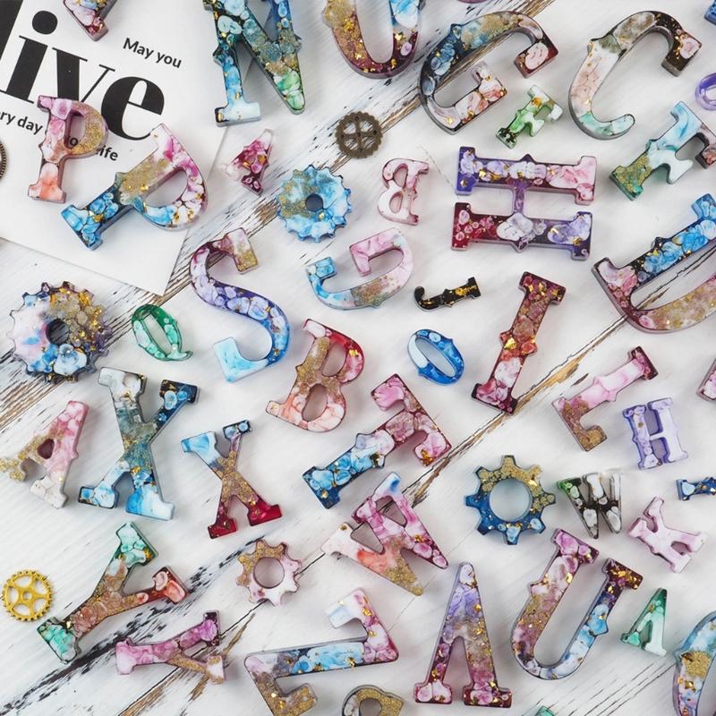 Glossy Silicone Resin Molds English Alphabets Earrings Mold DIY Keychain Pendant Jewelry Epoxy Resin Crafting Mold