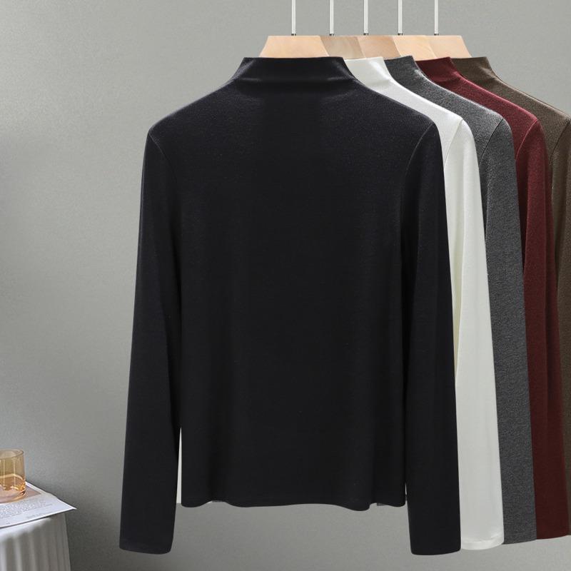 Semi-turtleneck wool knitted bottoming shirt women's new early autumn inner long-sleeved top design slim-fitting shirt