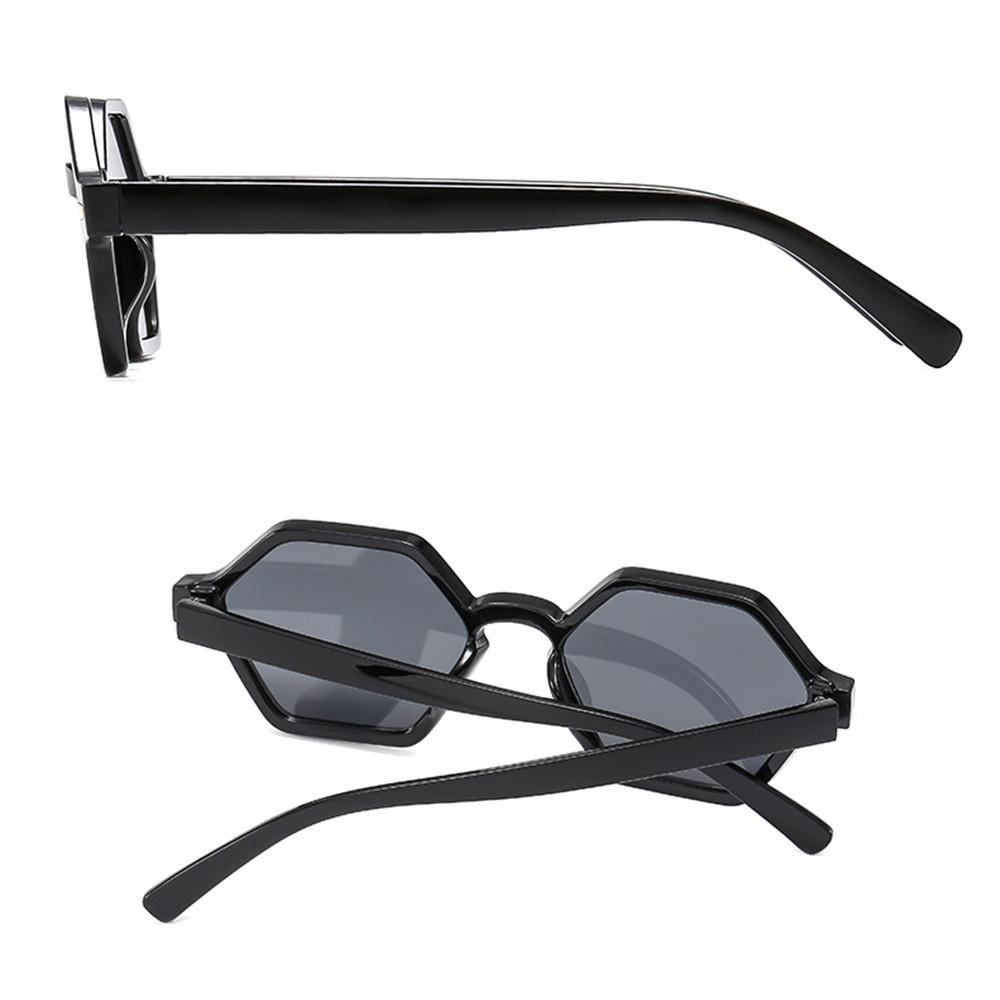 Funny Hexagonal Small Frame Sunglasses Hip-Hop Style UV400 Rivets Decoration Shades Leopard Blue Glasses for Women & Men