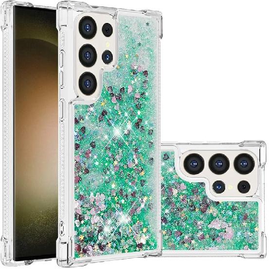 Case for Samsung Galaxy S24 Ultra, Glitter TPU Cover Clear Flowing Quicksand with Anti-Fall Bumper Corner Shockproof Protection Women Girly Case for