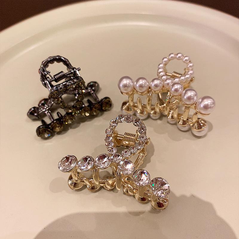 Alloy Rhinestone Small Hair Claw for Women Girls Ponytail Headwear Summer Elegant Shining Hair Grab Clip Hairpins Side Barrettes