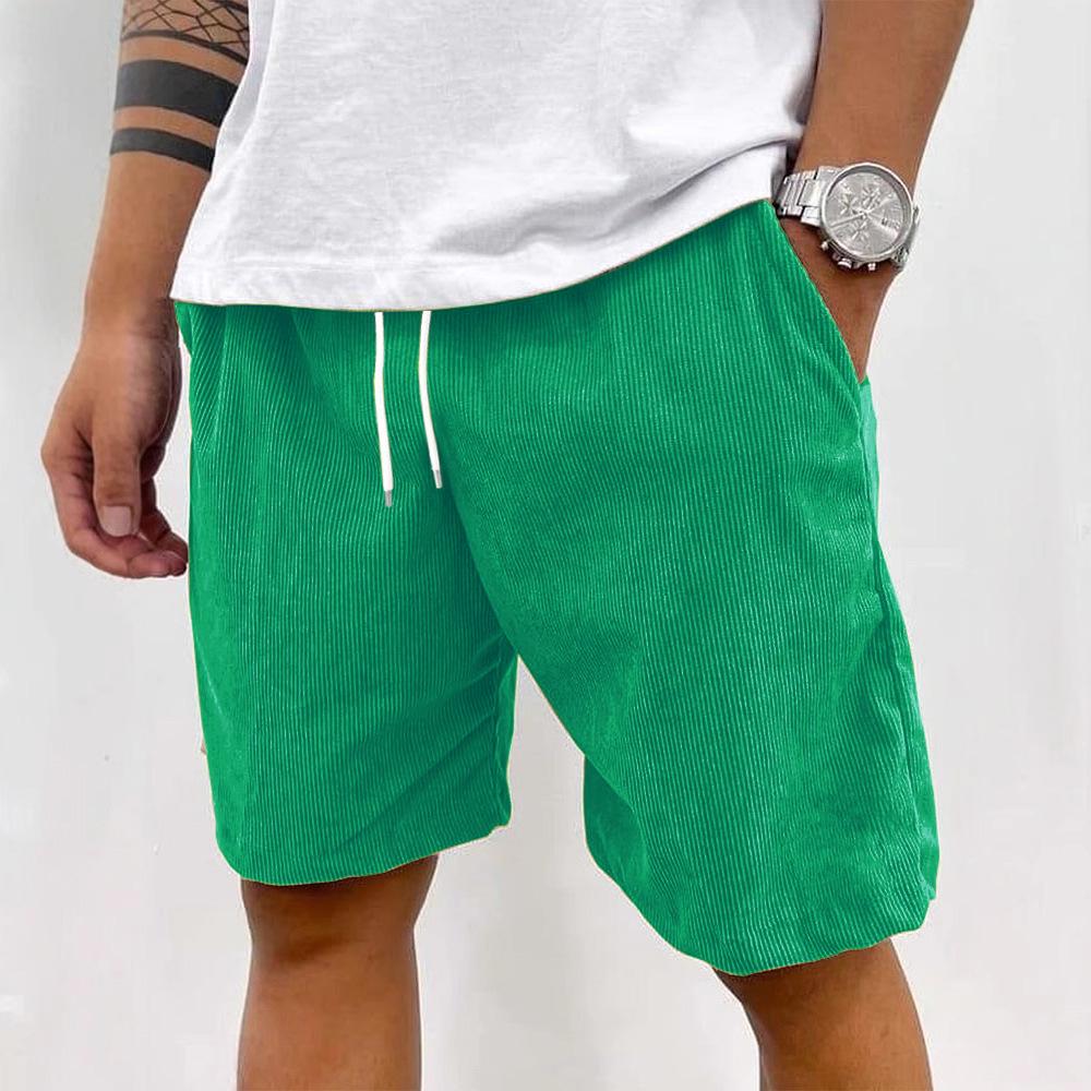 European American Retro Corduroy Men's Summer Drawstring Shorts - Trendy Sports Casual Style