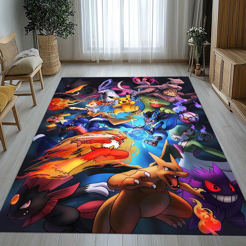 Kawaii Pokemon Pikachu Cartoon Living Room Non-Slip Area Rug Soft Carpet for Bedroom Kids Playroom Sofa,Home Decor Doormat Gift