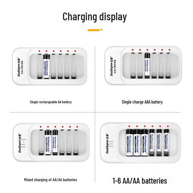 6-Slot AA/AAA Charger for 1.2V NiMH Rechargeable Batteries