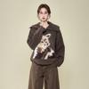Brown Puppy Plush Lapel Long-sleeved Knitted Sweater Jacket Autumn and Winter Base with Thickened Thermal Top Women