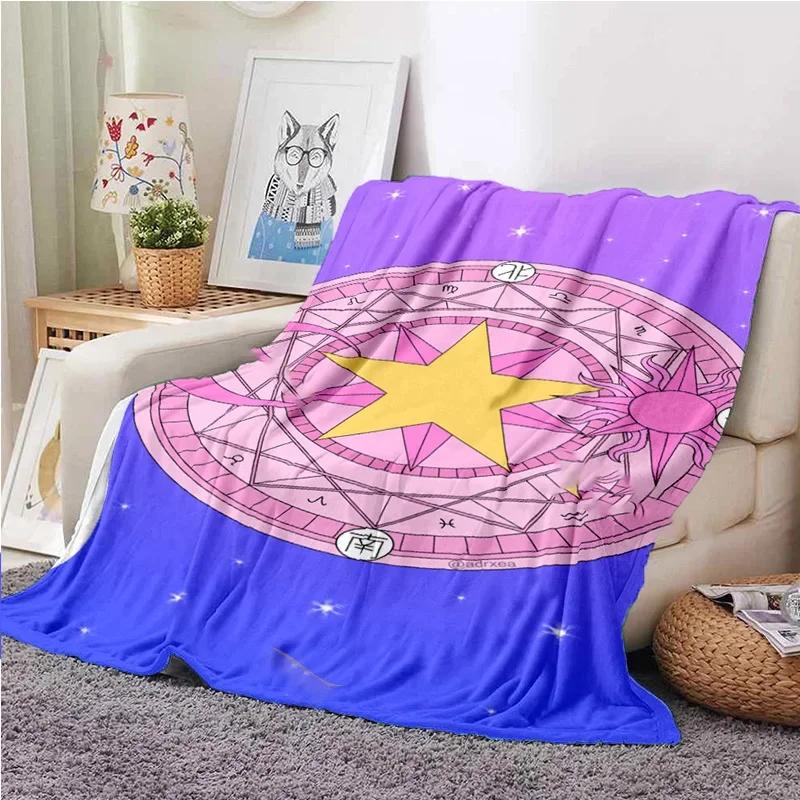 3D Print Anime Card Captor Sakura Soft Plush Blanket, Flannel Blanket Throw Blanket for Living Room Bedroom Bed Sofa Cover