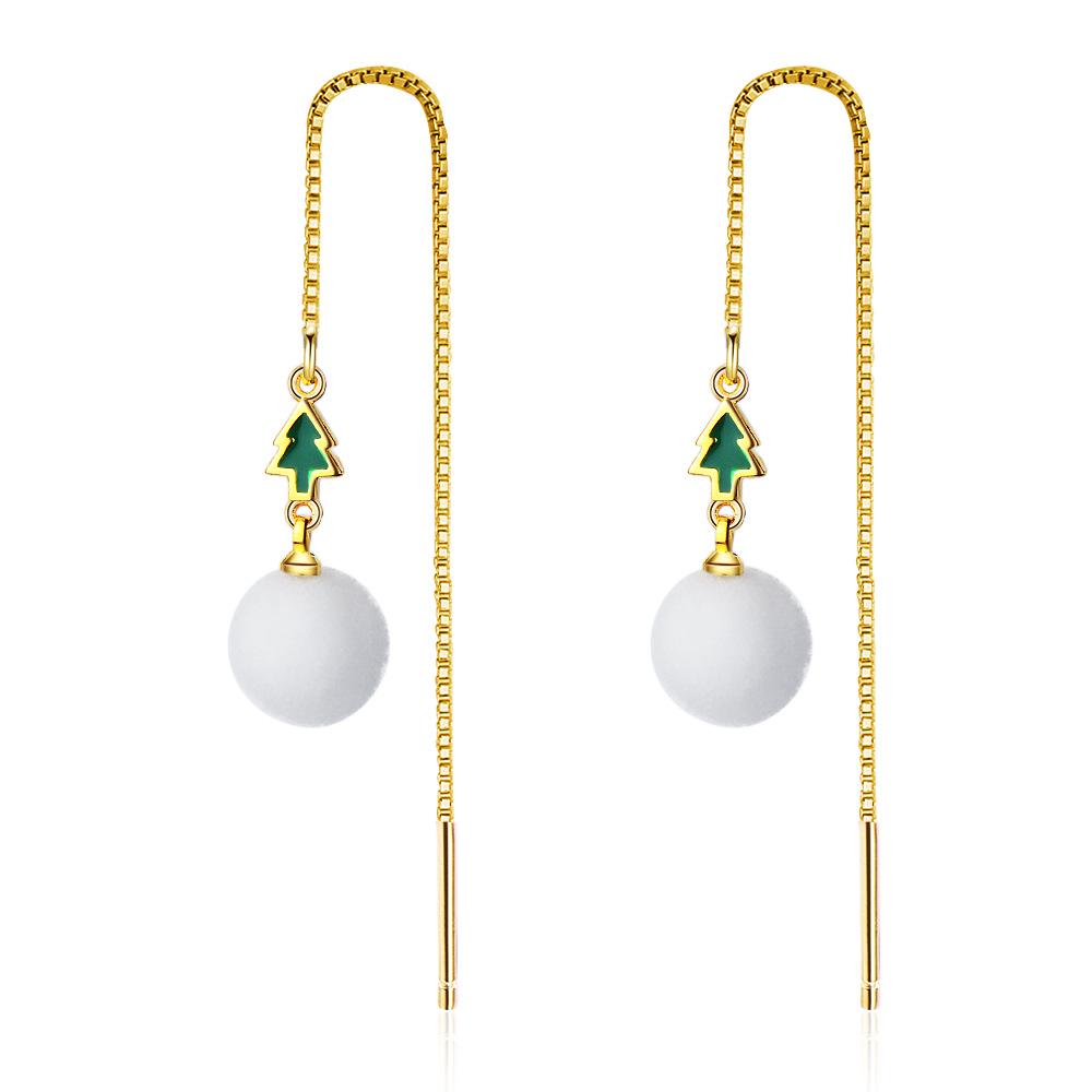 Furry Autumn & Winter Snowflake Bell Stud Earrings for Women - Christmas Jewelry Collection