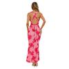 Autumn New European And American Fashion Digital Printing Deep V-Neck Backless Sexy Waist Neck Dress