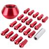 20Pcs 50mm Wheel Lug Hub Nuts Universal M12x1.5 Thread Aluminium Alloy W Mounting SocketRed