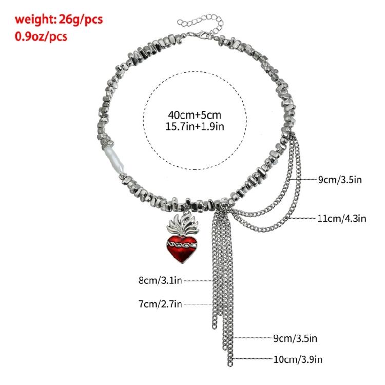 Fashion Gothic Bead Necklace with Unique Heart Shaped Irregular Pattern for Portable and Stylish Appeal