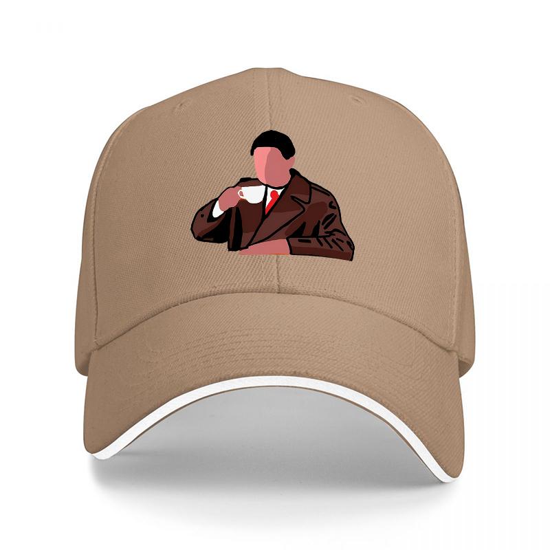 Unisex IN SUIT DRINKING COFFEE CLASSIC BASEBALL CAP BLACK WITH WHITE TRIM STYLISH DESIGN FOR EVERYDAY WEAR FASHION ACCESSORY