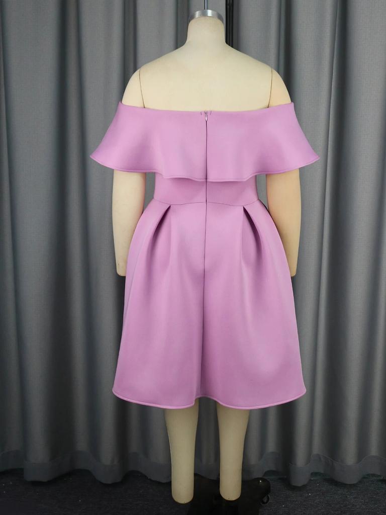 AOMEI Lavender Ball Gowns Dress Women Slash Neck Ruffles Sleevless Empire A Line Pleated Evening Cocktail Event Occasion Outfits