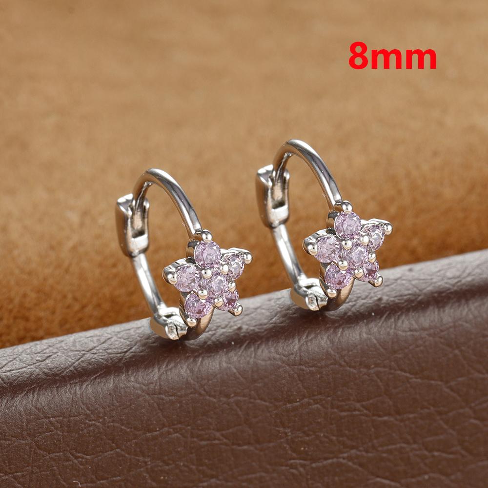 

2PCS Huggies Hoop Earrings For Women Simple Stainless Steel Little Crystal Zirconia Cartilage Flower Earrings Piercing Jewelry