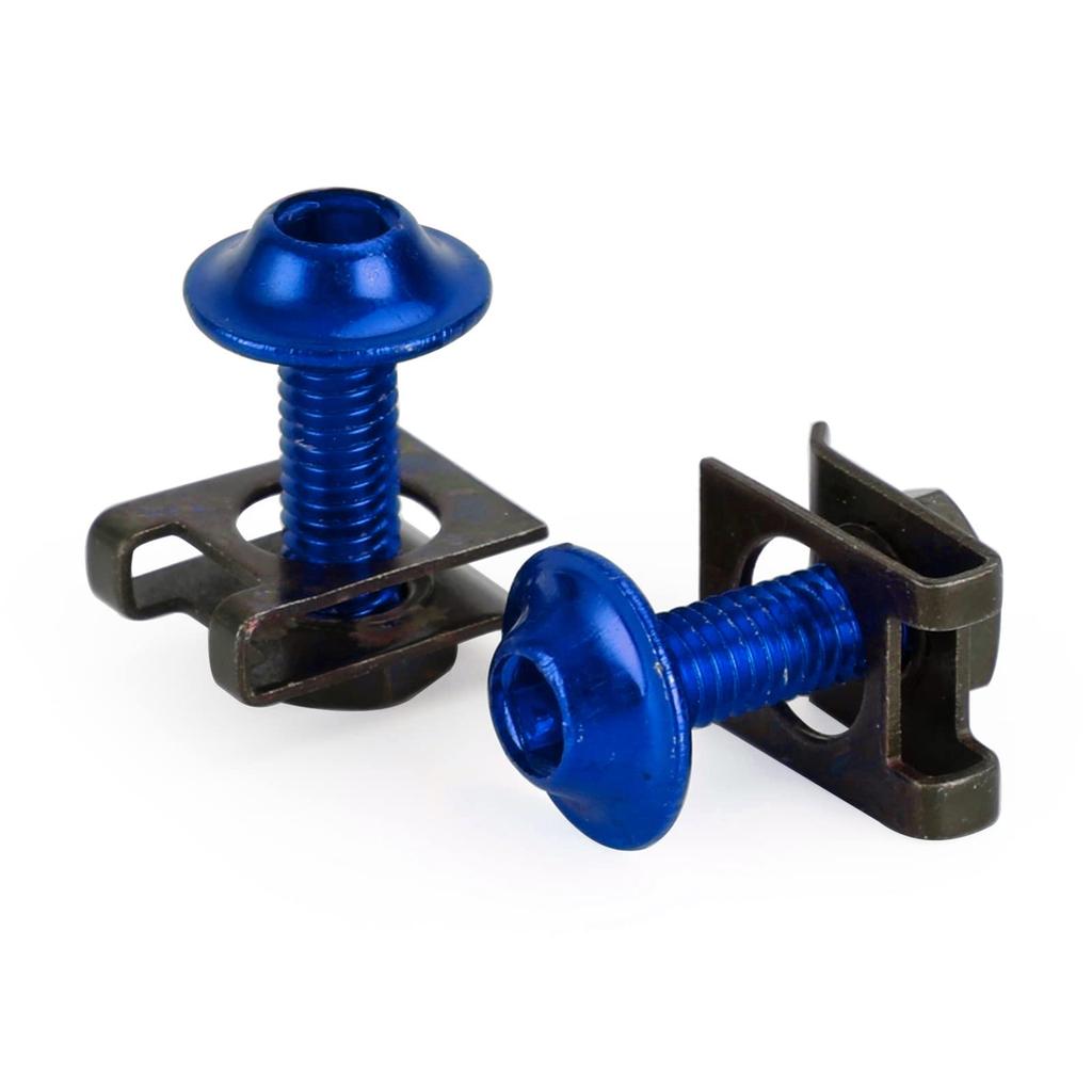 Bruce & Shark Motorcycle 10pcs M6x20mm Aluminum Screen Bolt Fairing Screen Screw Bolt Clip Kit (Blue)