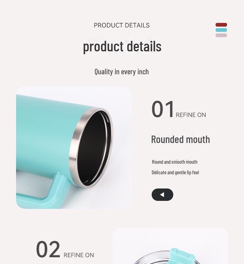 40oz Large Capacity 304 Stainless Steel Vacuum Flask with Handle and Straw