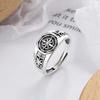 Retro Poseidon Compass Ring Silver-Plated Adjustable Hexagram Opening Jewelry Gift for Men and Women Hip-Hop Trend