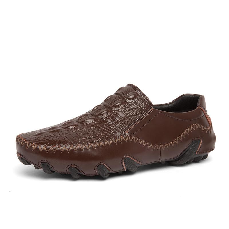 Spring and Summer New Large-size Hot-selling Men's Octopus Beanie Shoes Genuine Leather Crocodile Pattern Men's Shoes