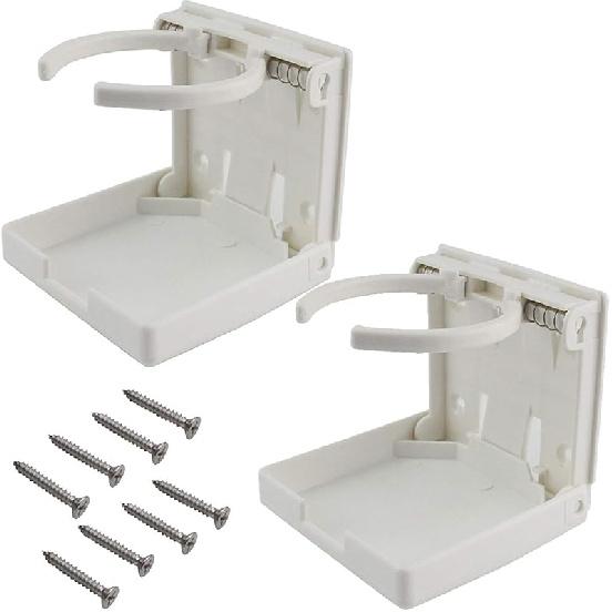 TIHOOD 2PCS Adjustable Folding Drink Holder With Screws/Adjustable Cup Holder For Marine/Boat/Caravan/Car (Black)