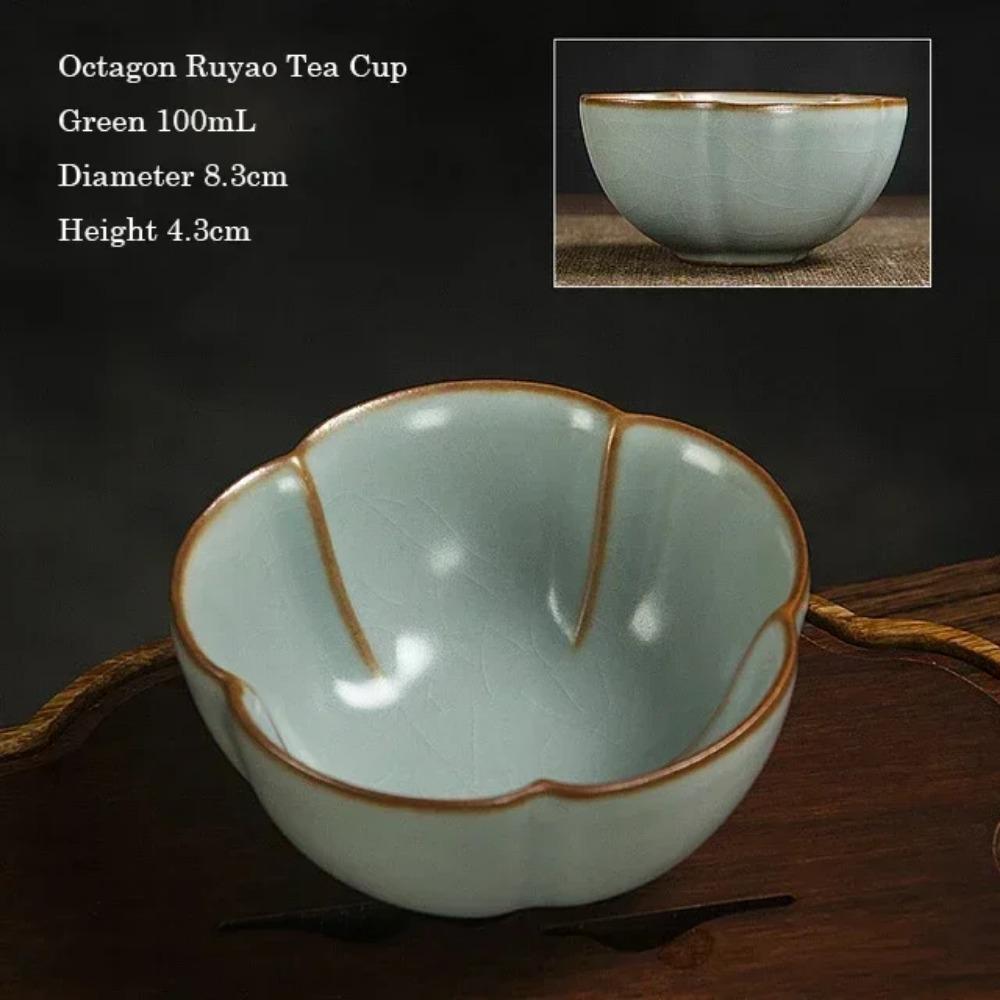 Ru Kiln Kung Fu Tea Cup, Master Cup, Single Cup, Gracked Glaze Cups, Ru-Porcelain Tea Bowl, Ceramic Large 100ml