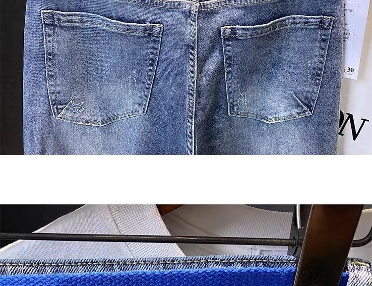 Men's Ripped Slim Fit Straight Jeans - Spring/Summer 2024 Fashion