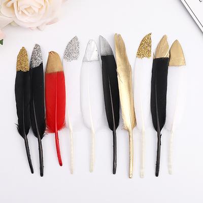 10-15Cm Spray Gold Feather Small Straight Knife Diy Handmade Jewelry Spray Silver Goose Feather Craft Decorative Raw Materials
