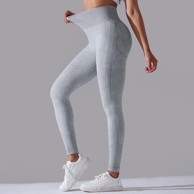 Tricot Lavé Sensation Transfert d'Humidité Remontant les Hanches Fesses Pêche Transpirant Jacquard Pantalon de Yoga Pantalon d'Exercice Fitness Leggings