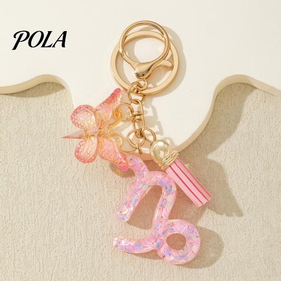 The Zodiac Charm Keychain Pendant, with Butterfly Accessory Tassel, Metal Keyring for Handbag Backpack Bag Pendant Small Gift