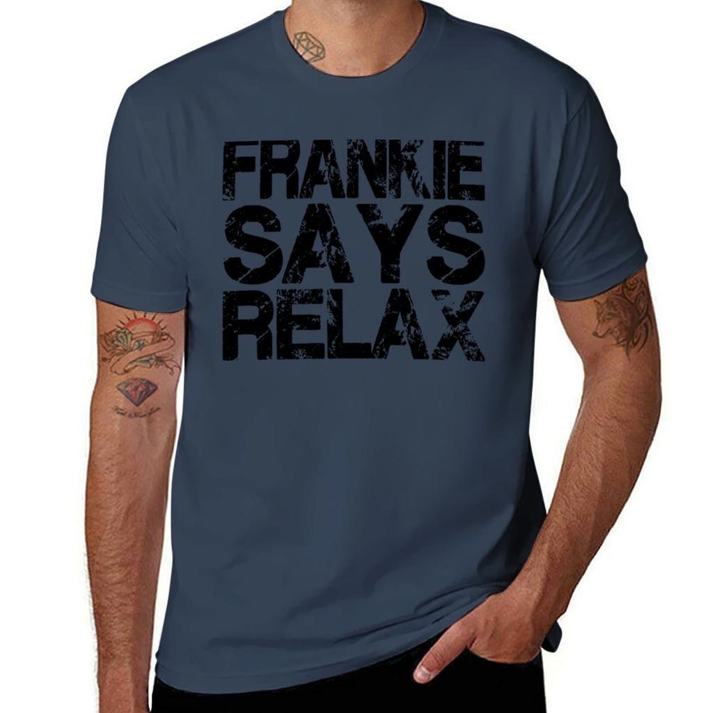 Frankie Says Relax Distressed T-Shirt Utility Lässiges Arbeits-T-Shirt