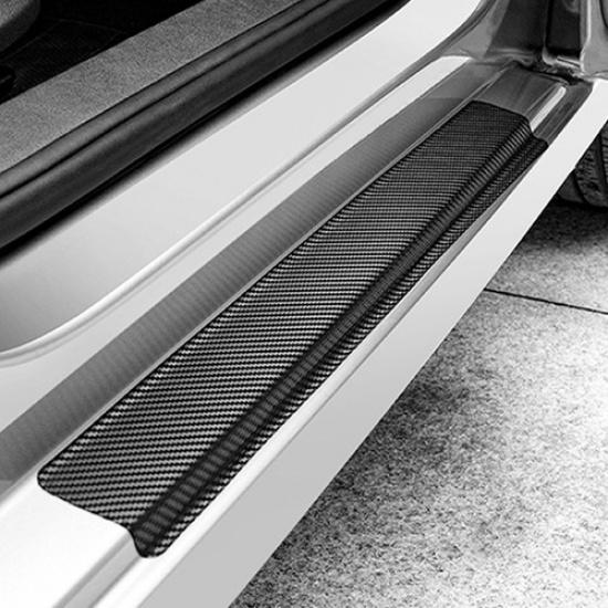 4x Black Carbon Fiber Car Door Plate Sill Scuff Anti-Scratch Sticker Universal