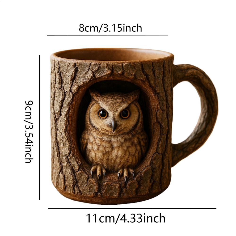 Owl Raccoon Tree Hole Mug Coffee Cup 11 Oz Tree Hole Animal Novelty Coffee Mug Reusable Drink Cups Fun Animal Resin Mug 11 oz
