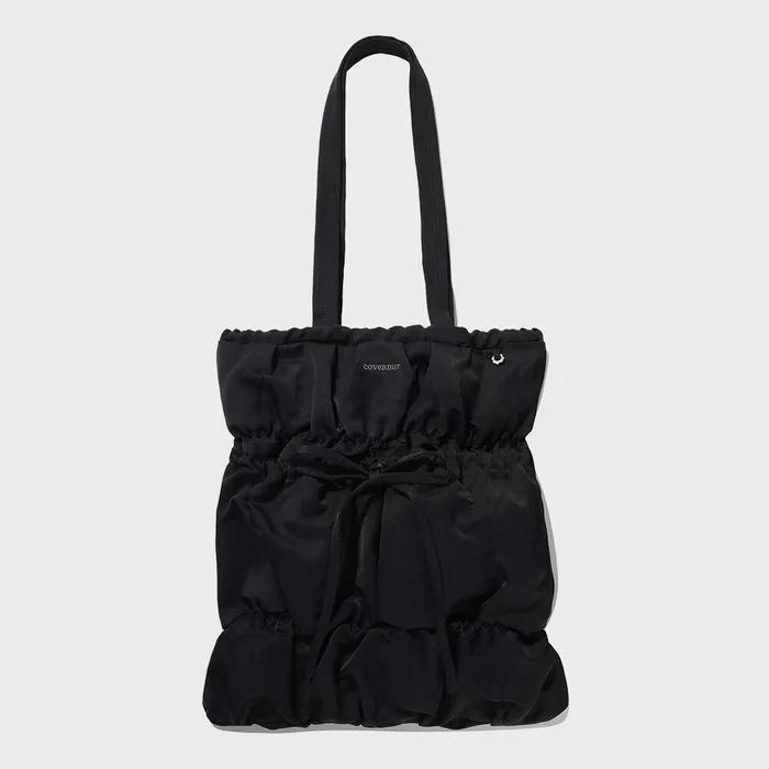 Clover Heart Shirred Ribbon Eco Bag Black
